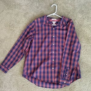 L. L. Bean Wrinkle-Free Pinpoint Oxford Shirt, Long-Sleeve Relaxed Fit Plaid